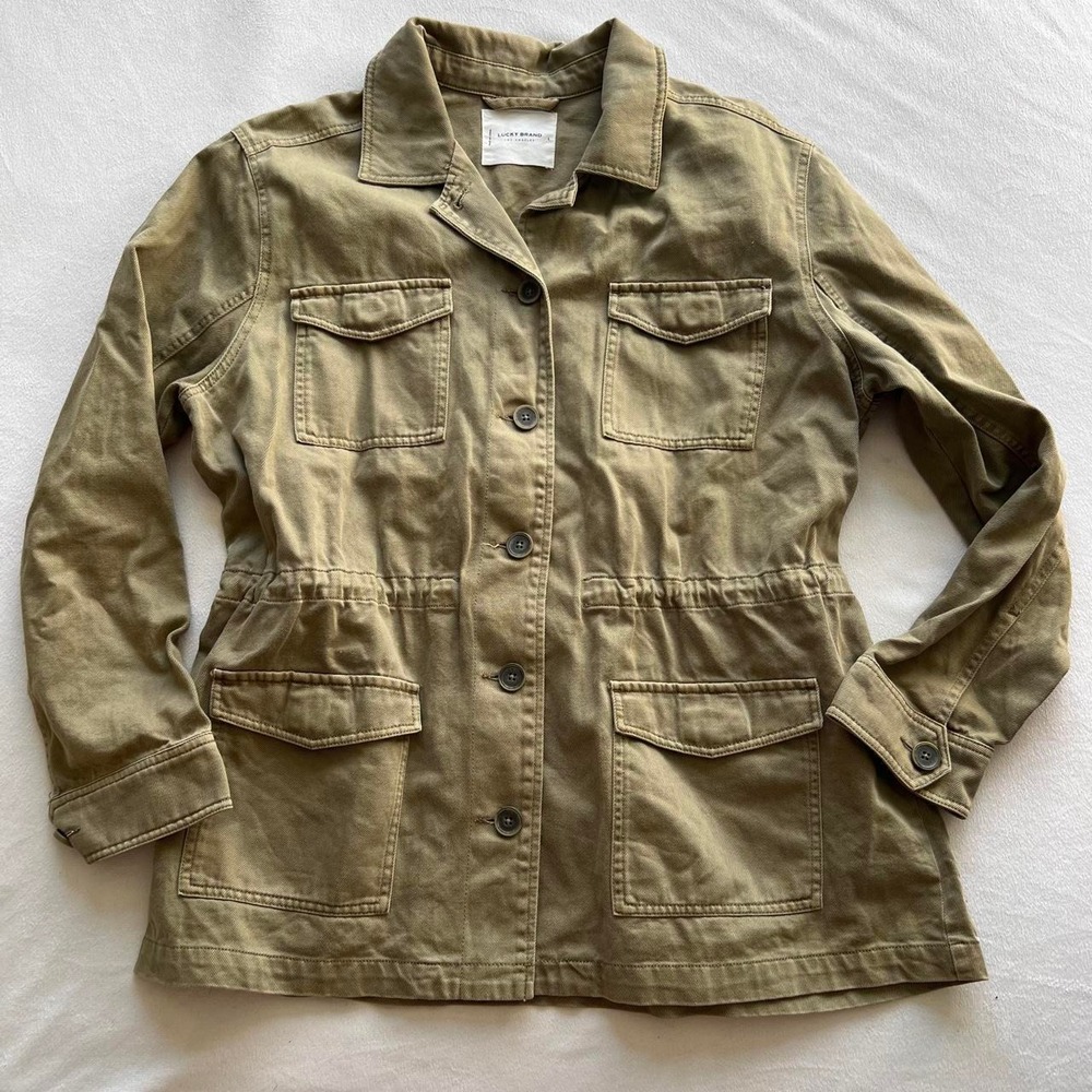 Lucky Brand 🍀 Olive Green Cargo Utility Military Style jacket Designer